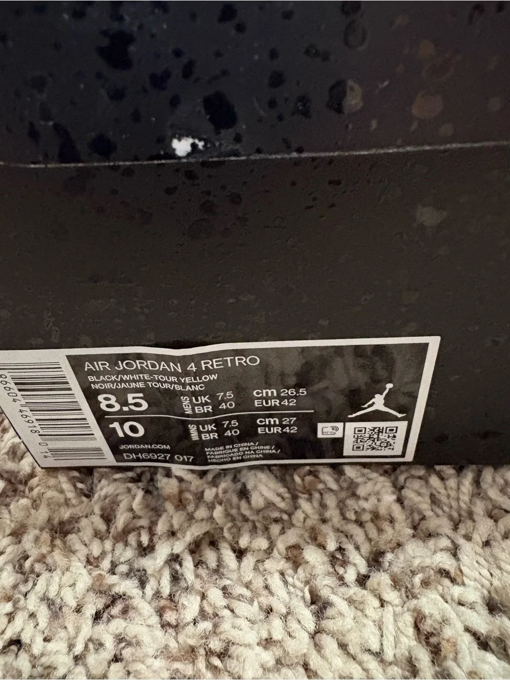 Nike Air Jordan 4 Retro - Black/Yellow Men’s Sneakers- Lightening 4s